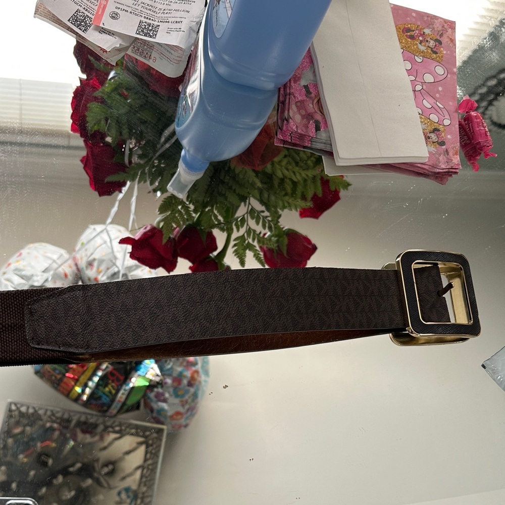 Michael Kors Brown Belt with Gold Buckle